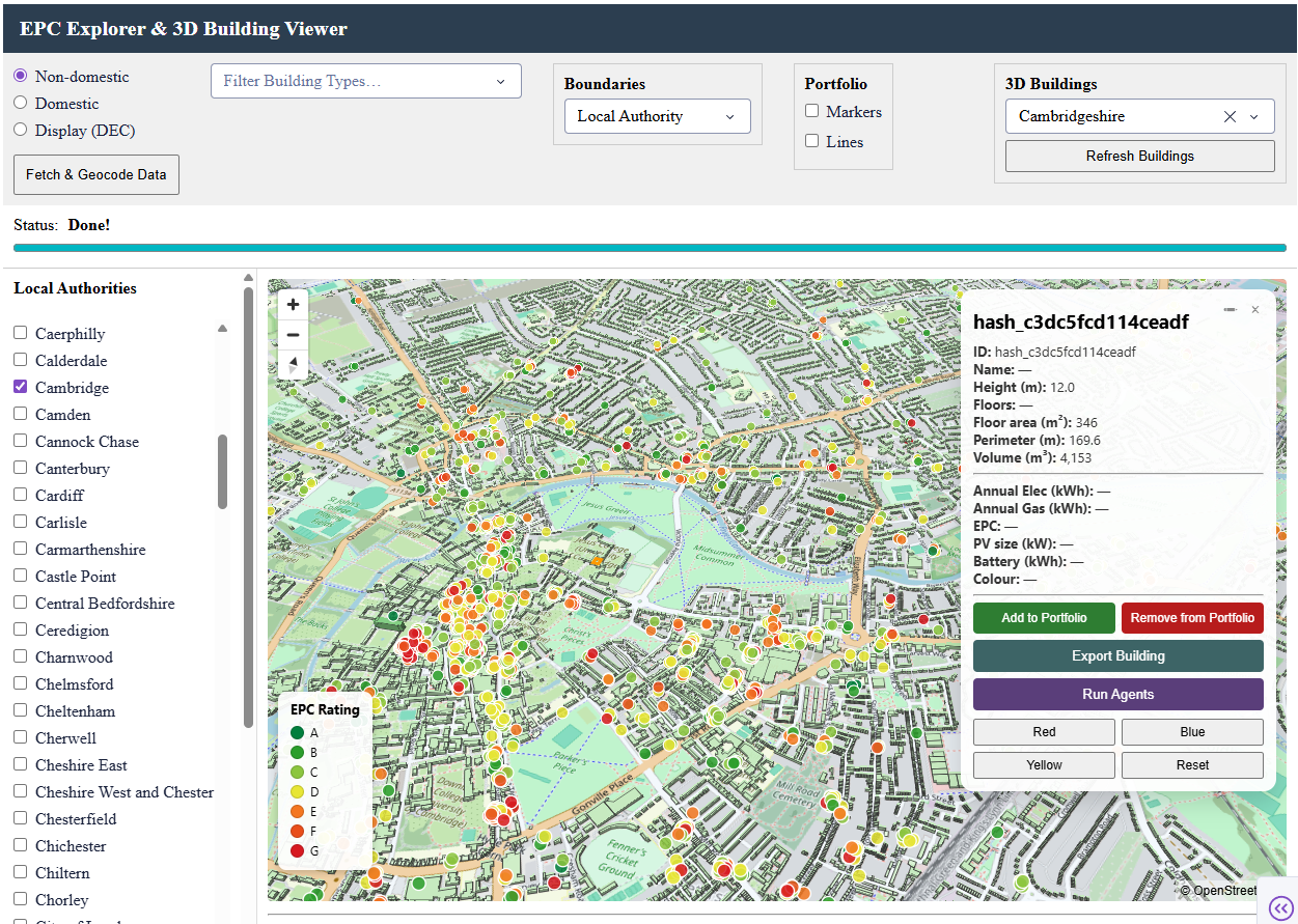 EPC Explorer map view of Cambridge