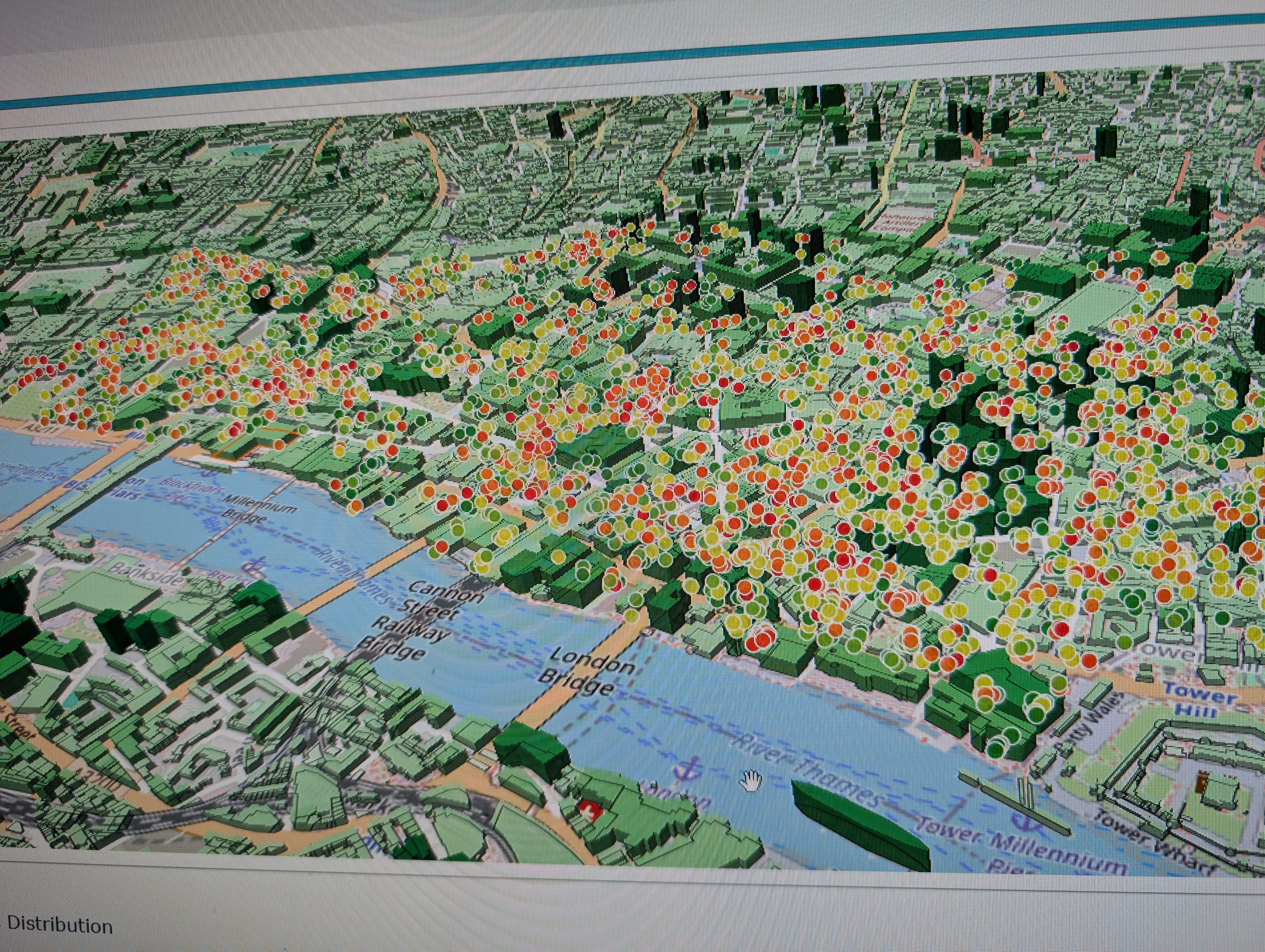 3D building view of City of London with EPC markers